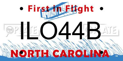 ILO44B North Carolina License Plate