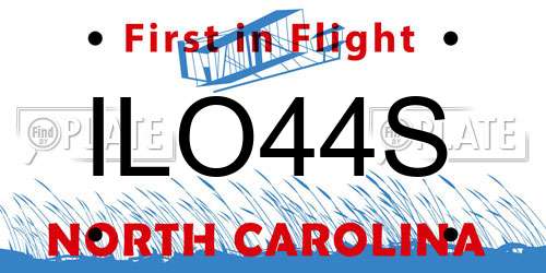 ILO44S North Carolina License Plate