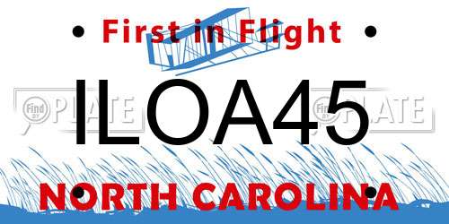 ILOA45 North Carolina License Plate