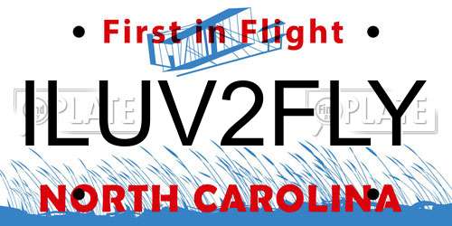 ILUV2FLY North Carolina License Plate