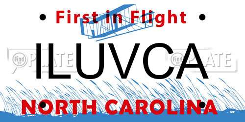 ILUVCA North Carolina License Plate