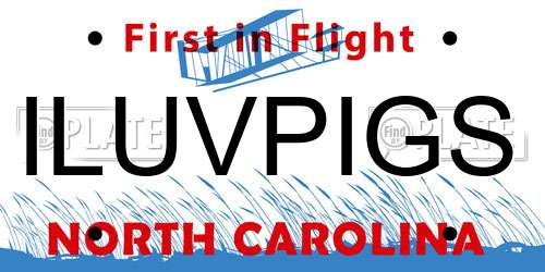 ILUVPIGS North Carolina License Plate