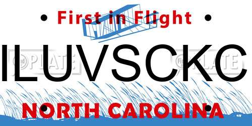 ILUVSCKC North Carolina License Plate