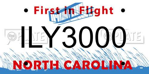 ILY3000 North Carolina License Plate