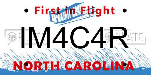 IM4C4R North Carolina License Plate
