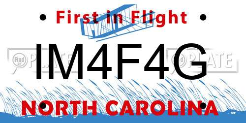 IM4F4G North Carolina License Plate