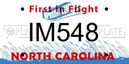 IM548 North Carolina License Plate