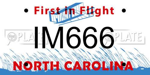 IM666 North Carolina License Plate