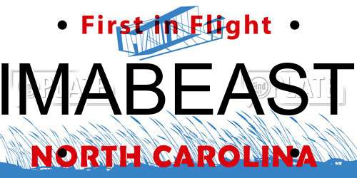 IMABEAST North Carolina License Plate