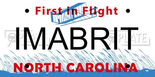 IMABRIT North Carolina License Plate