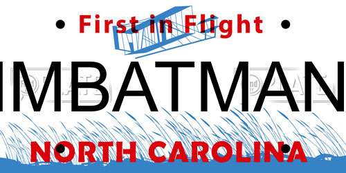 IMBATMAN North Carolina License Plate