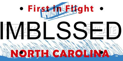 IMBLSSED North Carolina License Plate