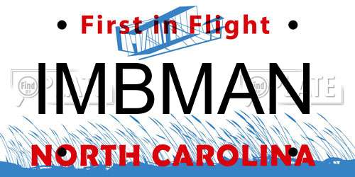 IMBMAN North Carolina License Plate