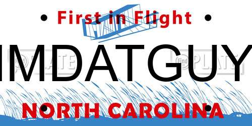 IMDATGUY North Carolina License Plate