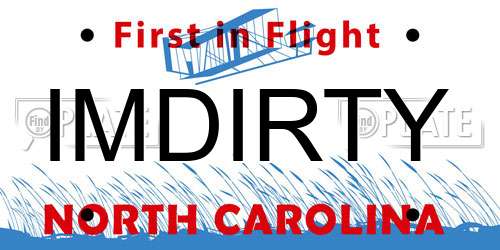 IMDIRTY North Carolina License Plate