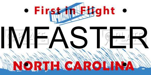 IMFASTER North Carolina License Plate