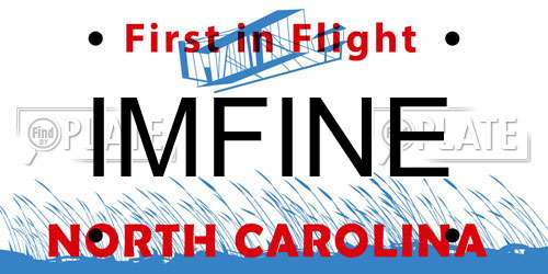 IMFINE North Carolina License Plate