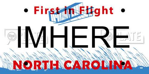 IMHERE North Carolina License Plate