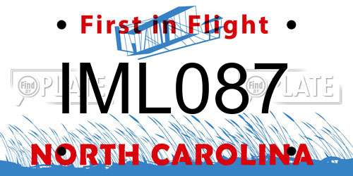 IML087 North Carolina License Plate