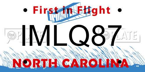 IMLQ87 North Carolina License Plate