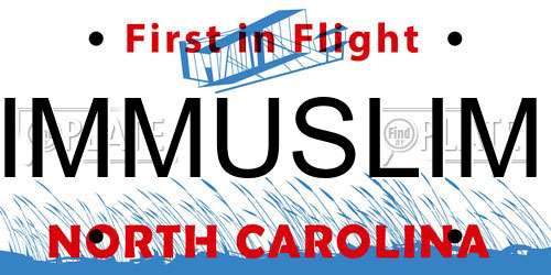 IMMUSLIM North Carolina License Plate