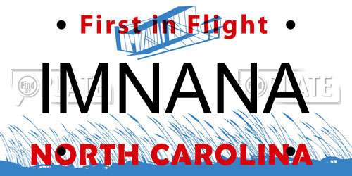 IMNANA North Carolina License Plate