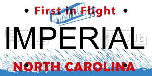 IMPERIAL North Carolina License Plate