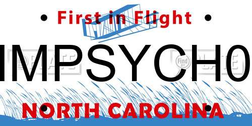 IMPSYCH0 North Carolina License Plate