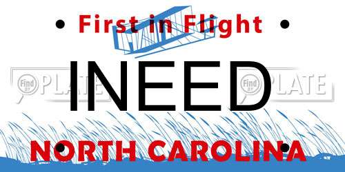 INEED North Carolina License Plate