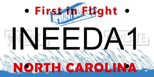 INEEDA1 North Carolina License Plate