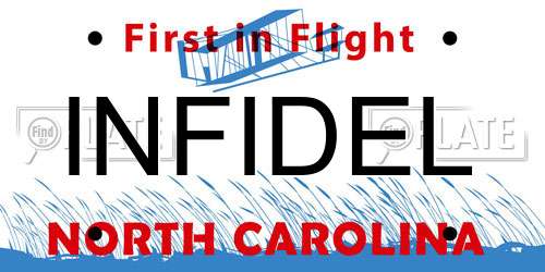 INFIDEL North Carolina License Plate