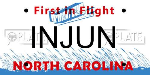 INJUN North Carolina License Plate