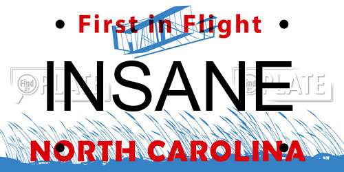 INSANE North Carolina License Plate