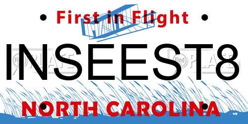 INSEEST8 North Carolina License Plate