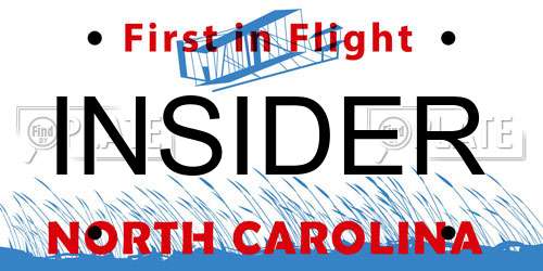 INSIDER North Carolina License Plate