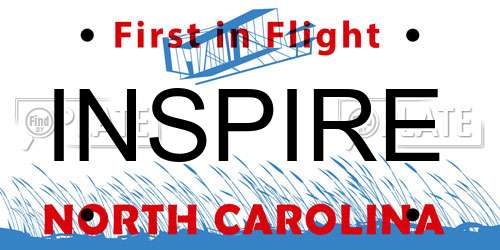 INSPIRE North Carolina License Plate