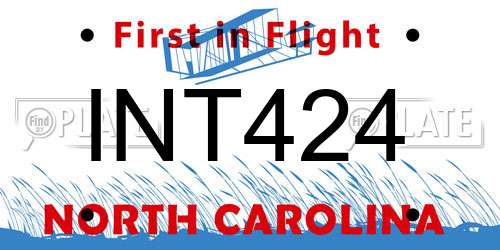INT424 North Carolina License Plate