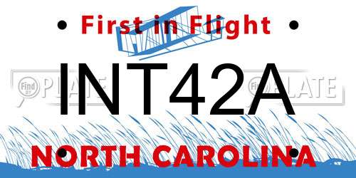 INT42A North Carolina License Plate