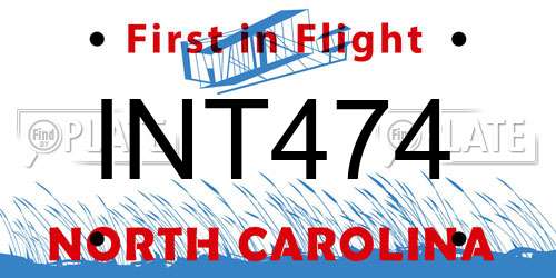 INT474 North Carolina License Plate