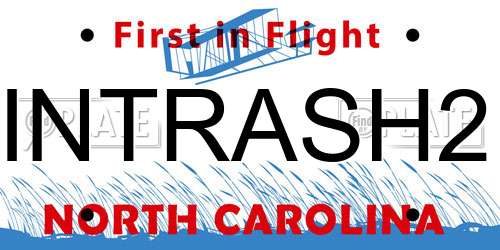 INTRASH2 North Carolina License Plate