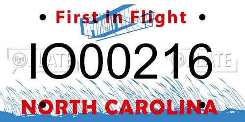 IO00216 North Carolina License Plate
