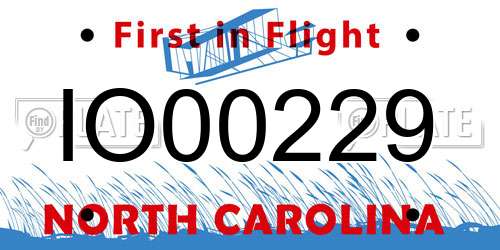 IO00229 North Carolina License Plate