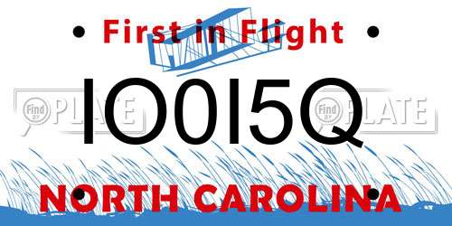 IO0I5Q North Carolina License Plate