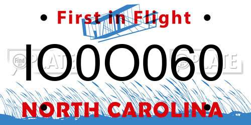 IO0O060 North Carolina License Plate