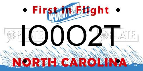 IO0O2T North Carolina License Plate