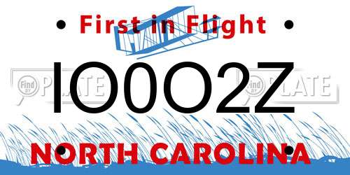 IO0O2Z North Carolina License Plate