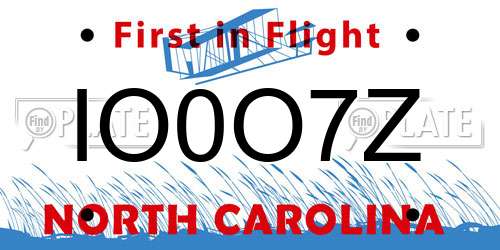 IO0O7Z North Carolina License Plate