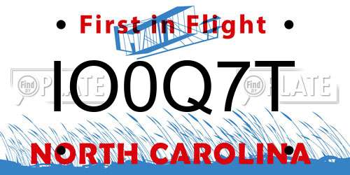 IO0Q7T North Carolina License Plate
