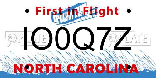 IO0Q7Z North Carolina License Plate