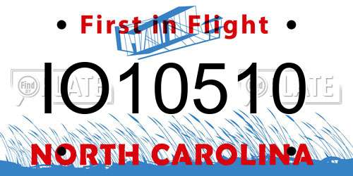 IO10510 North Carolina License Plate